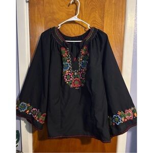 Embroidered Black Women's Top